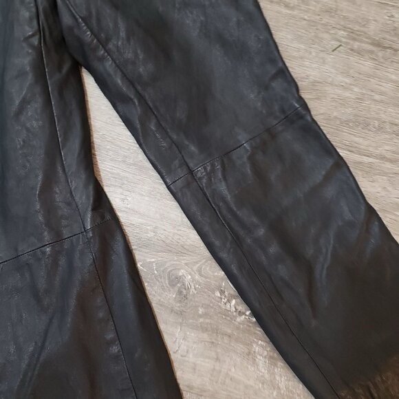 Vintage Danier Genuine Leather Jeans Black Sz 2 - Picture 5 of 8